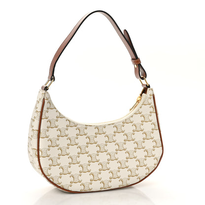 Celine Canvas Calfskin Ava Triomphe Shoulder Bag White 3 of 9