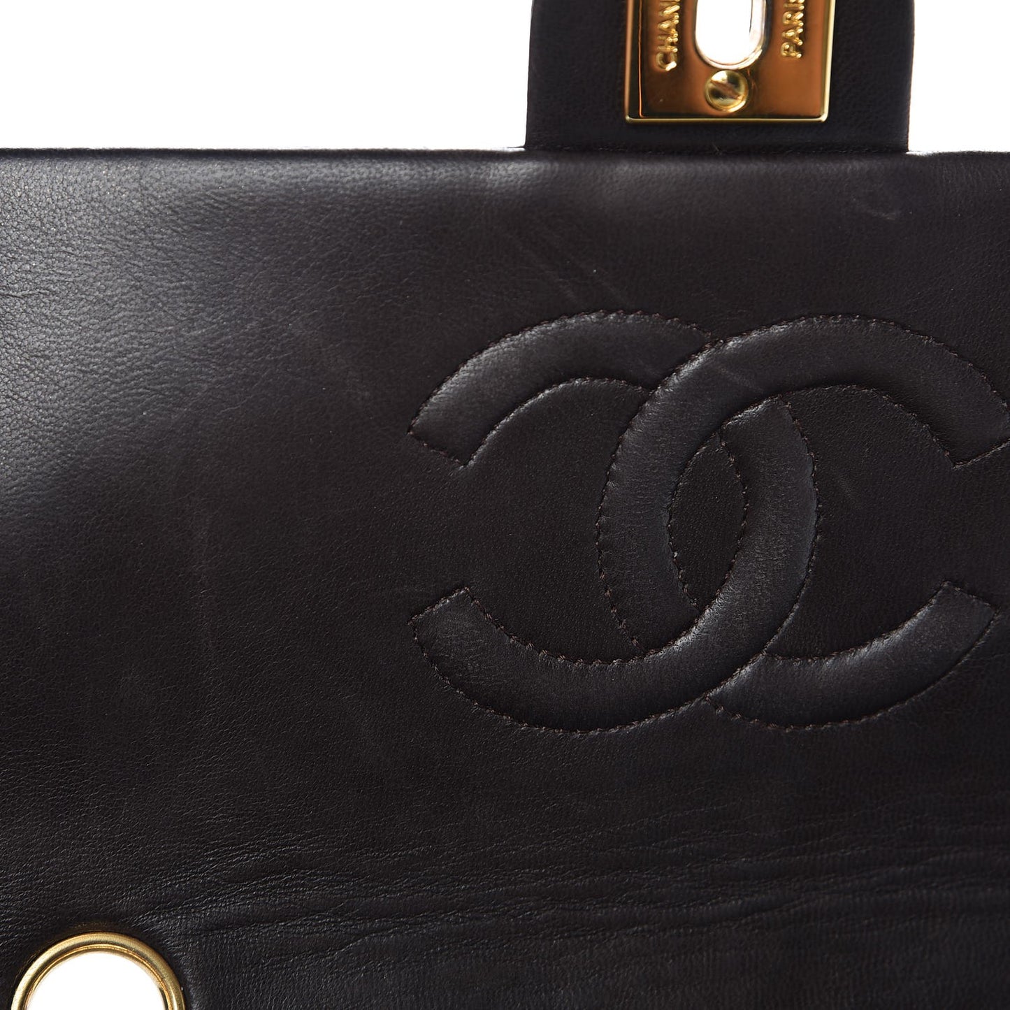 Lambskin Quilted Small Single Flap Brown