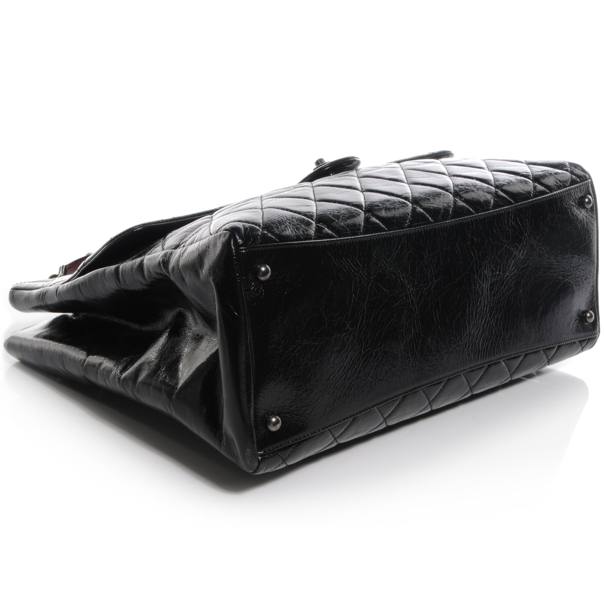 Chanel Glazed Calfskin Large Front Flap Tote Black 4 of 8