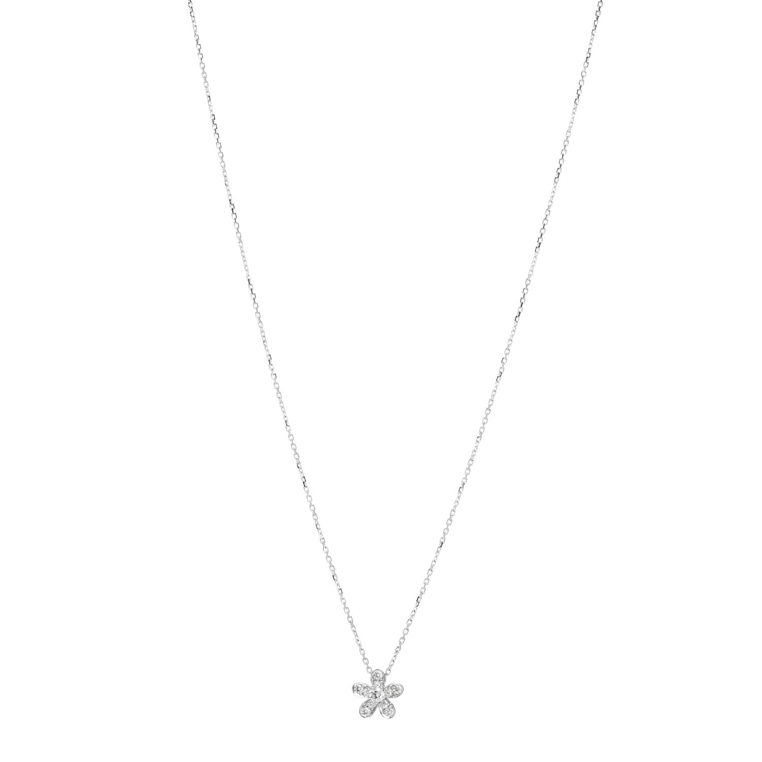 Van Cleef & Arpels 18K White Gold Diamond Socrate One Flower Pendant Necklace 1 of 5