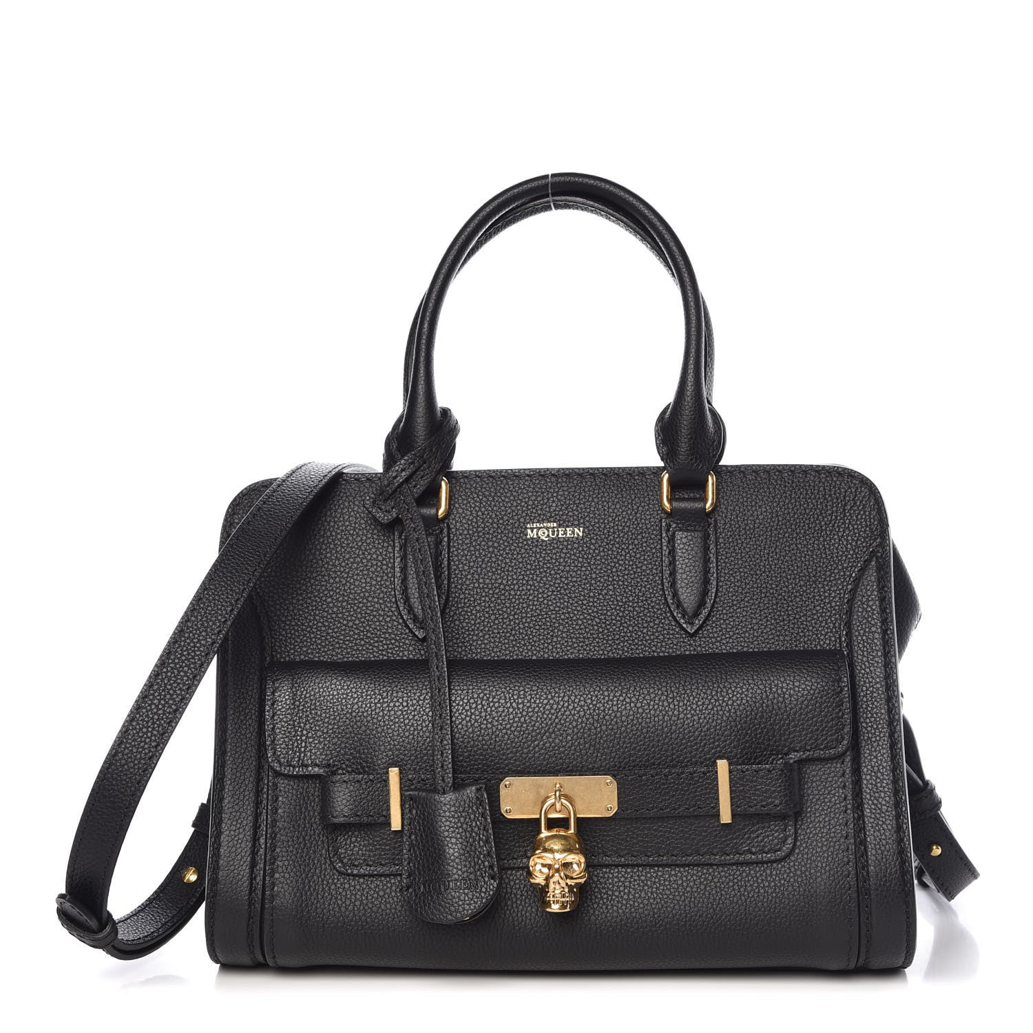 Alexander McQueen Pebbled Calfskin Padlock Pocket Tote Black 1 of 10