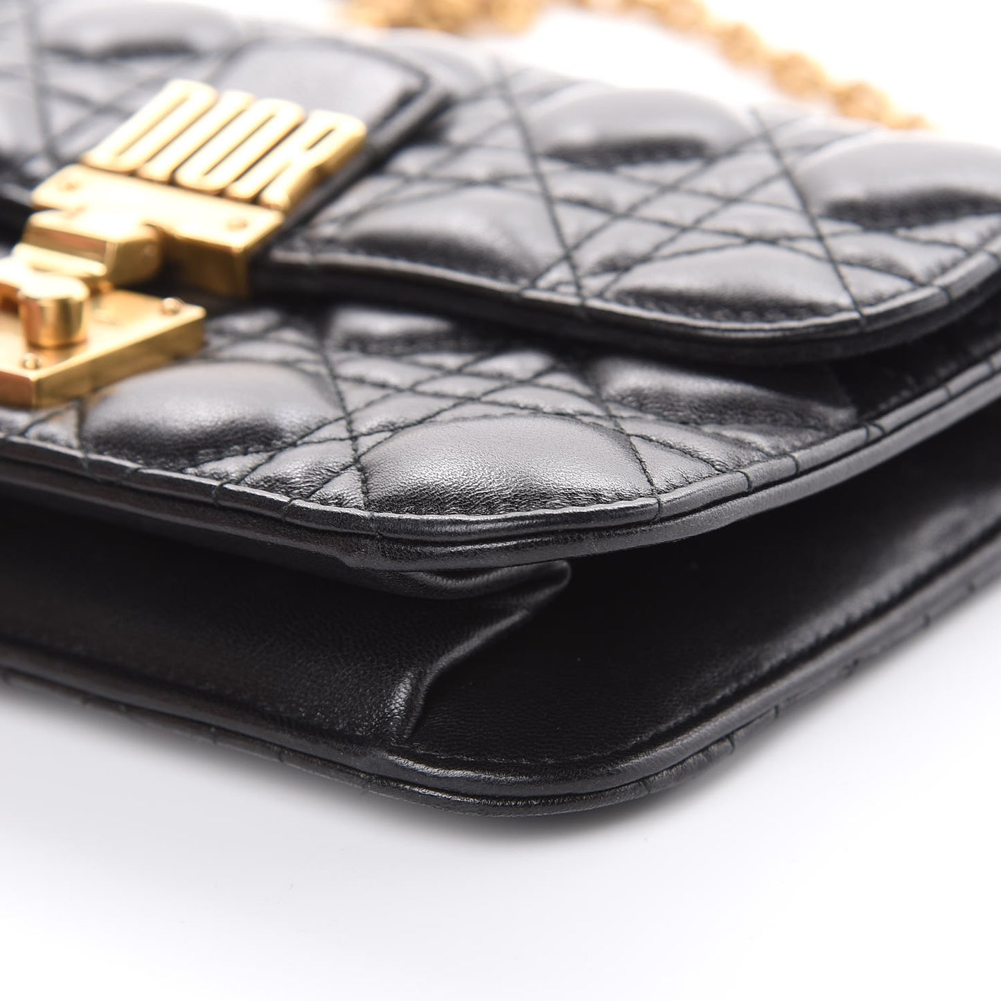 Lambskin Cannage Small Dioraddict Flap Bag Black