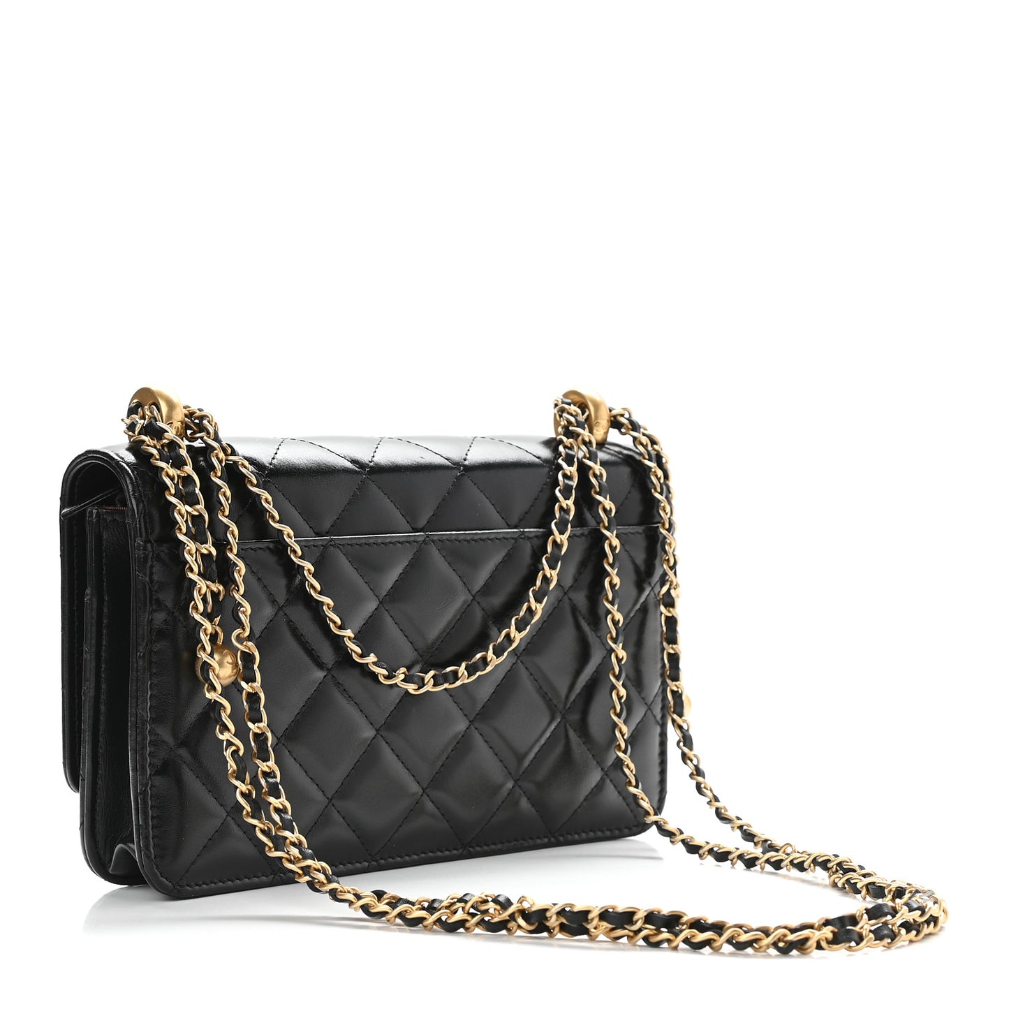 Calfskin Quilted Perfect Fit Wallet On Chain WOC Black
