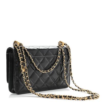 Chanel Calfskin Quilted Perfect Fit Wallet On Chain WOC Black 3 of 10