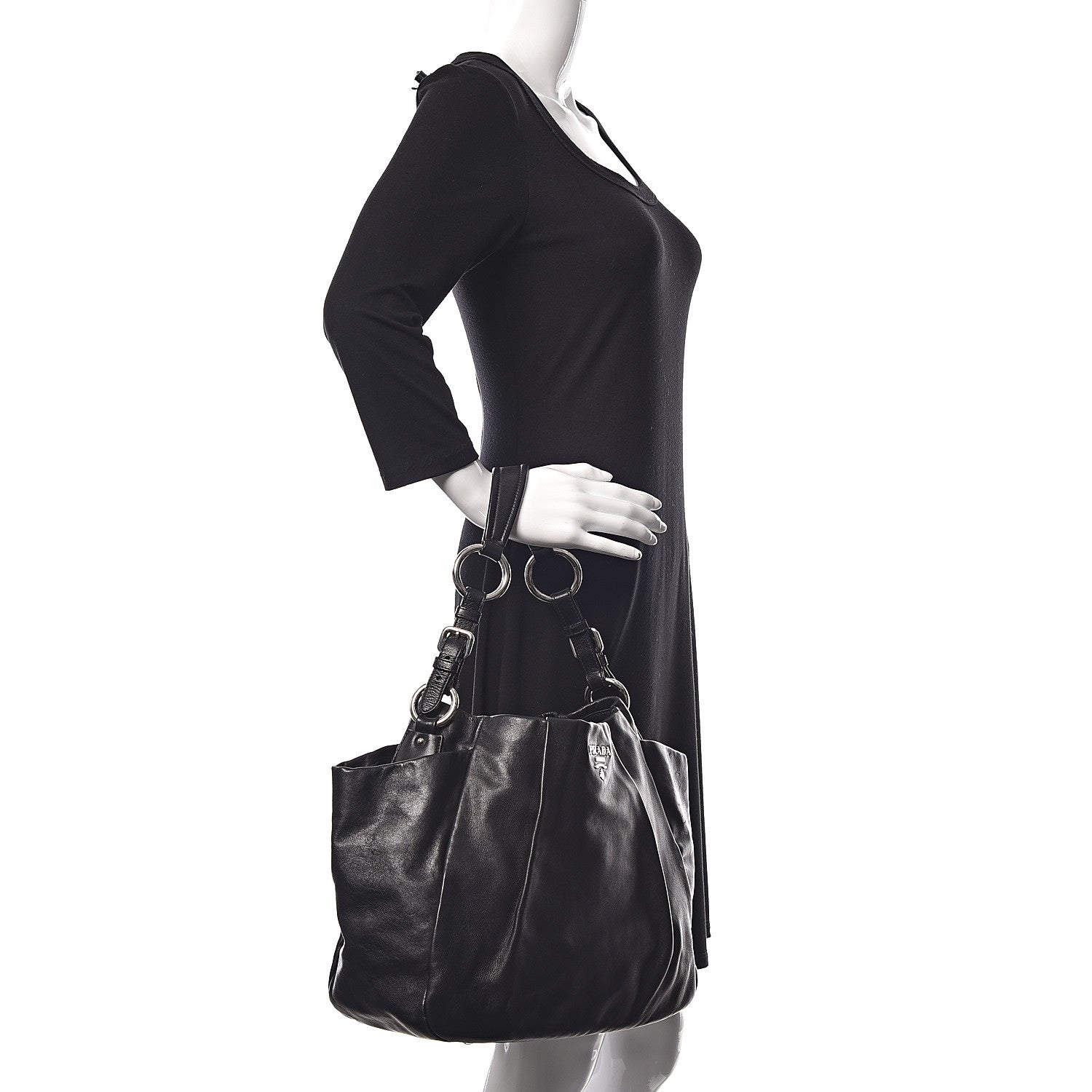 Prada Soft Calfskin Hobo Black 2 of 9