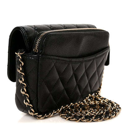 Chanel Caviar Quilted Flap Phone Holder With Chain Black Black 4 of 14