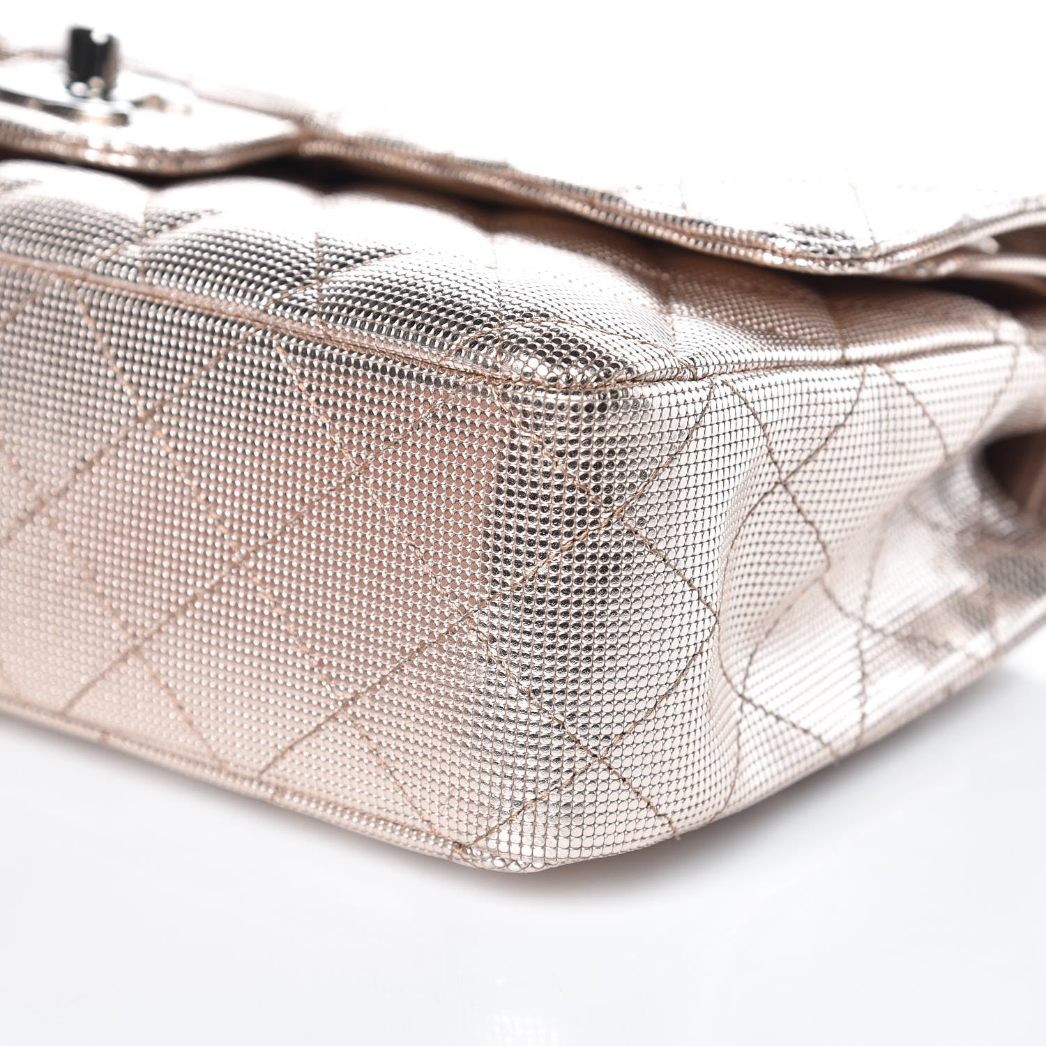 Chanel Metallic Calfskin Pixel Effect Medium Double Flap Pinky Gold 10 of 12