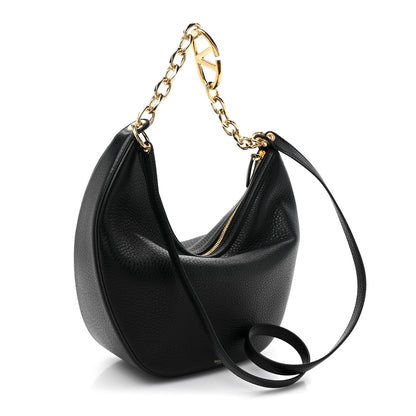 Valentino Garavani Grainy Calfskin Small Vlogo Moon Hobo Bag Black 3 of 10