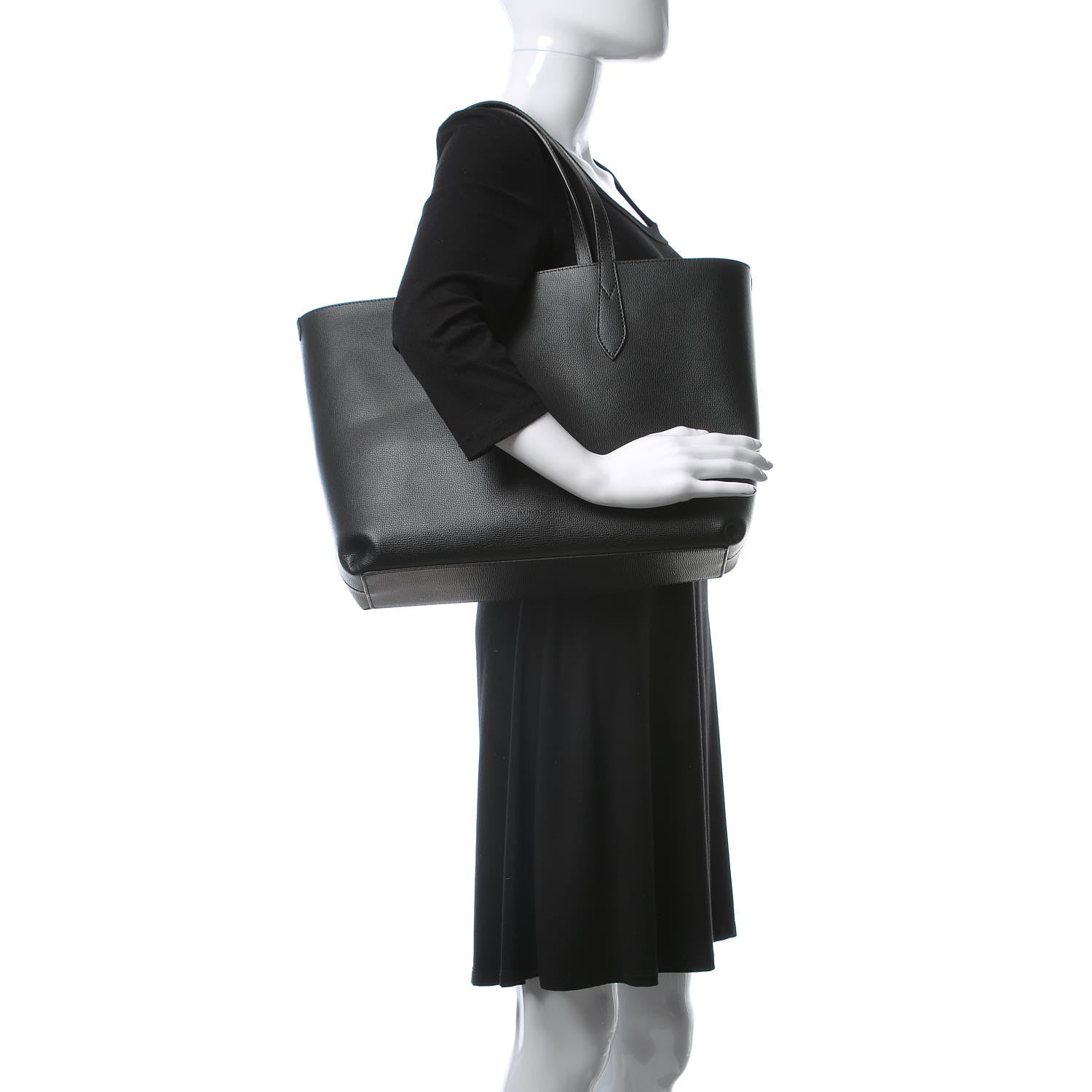 Burberry Grainy Calfskin Haymarket Check Medium Reversible Tote Black 2 of 19