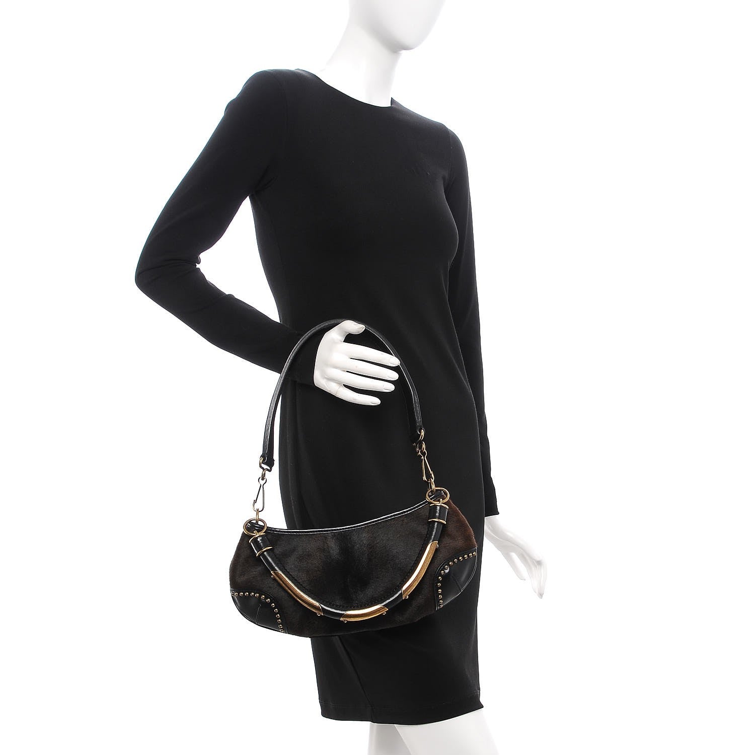 Burberry Prorsum Calf Hair Studded Shoulder Bag 2 of 9