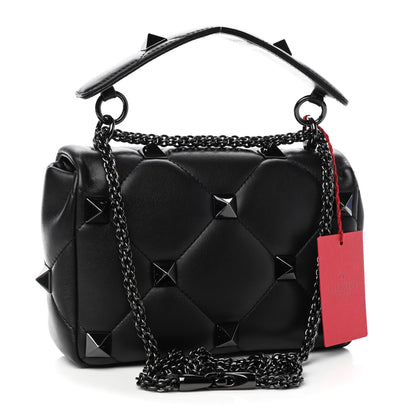 Valentino Garavani Nappa Monochrome Large Roman Stud Shoulder Bag Black 3 of 8