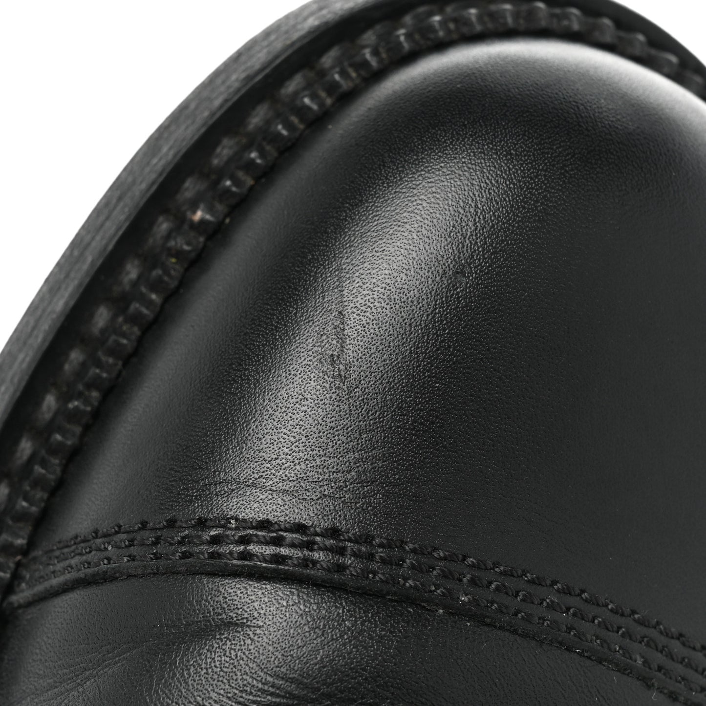 Calfskin Quilted Lace Up Combat Boots 38 Black