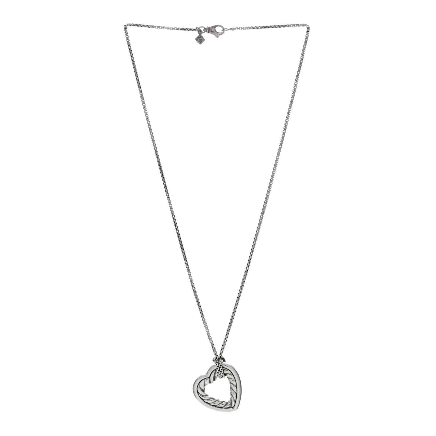 David Yurman Sterling Silver Open Heart Cable Necklace 2 of 5