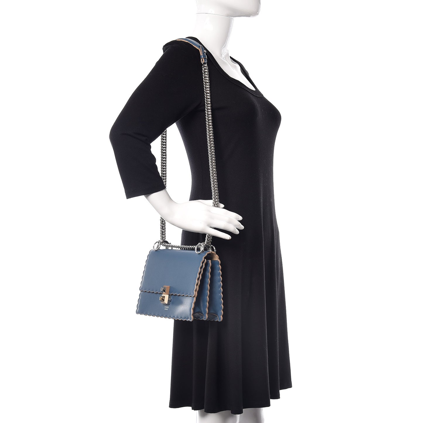 Vitello Liberty Scalloped Studded Small Kan I Shoulder Bag Balena