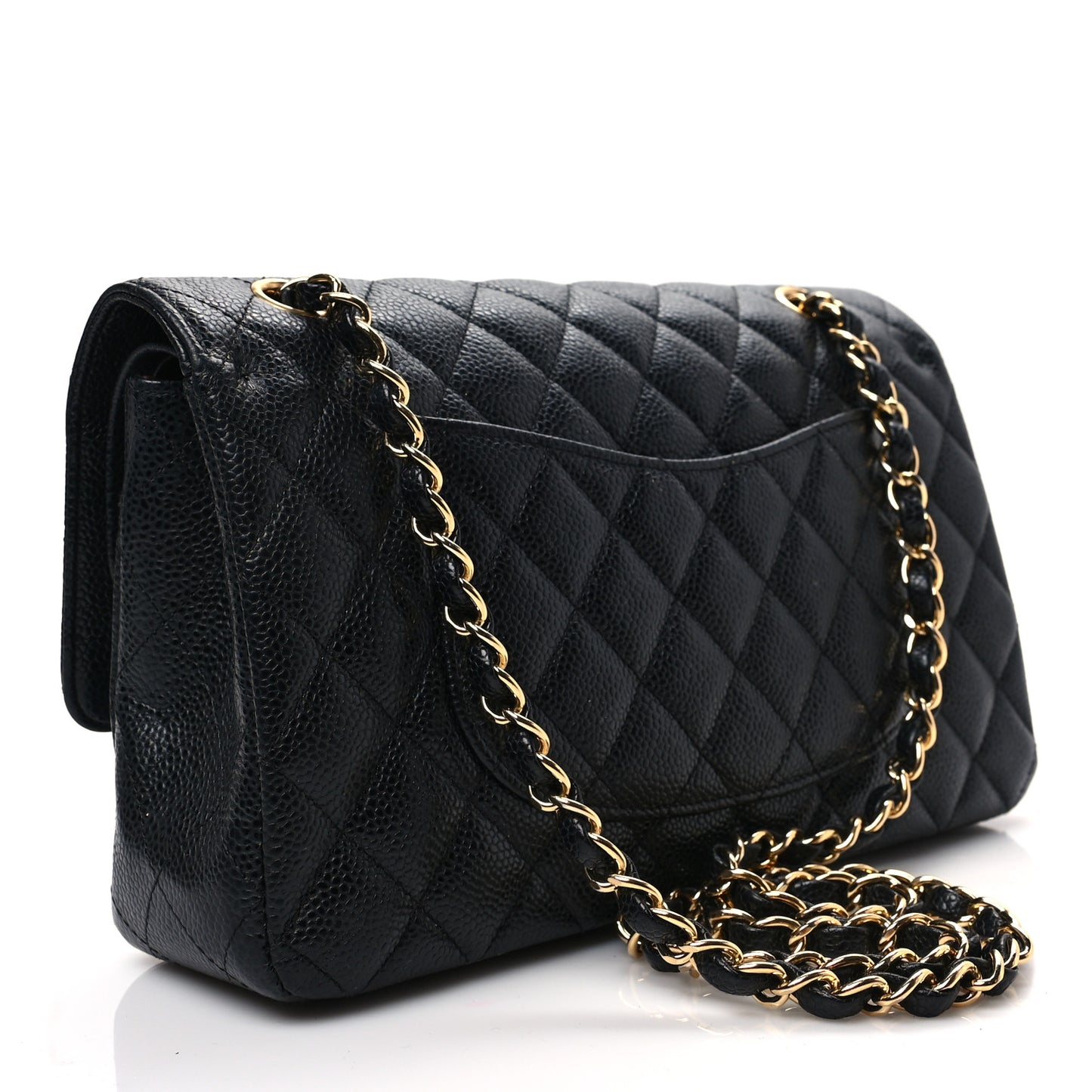 Caviar Quilted Medium Double Flap Black