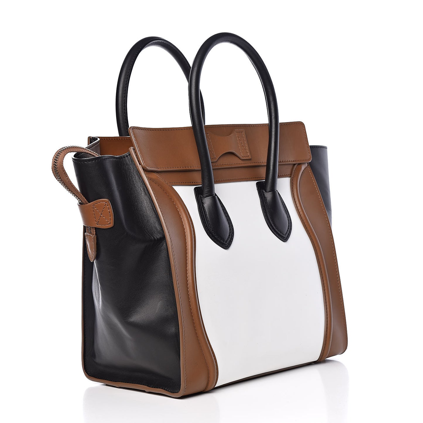 Smooth Calfskin Mini Tri-Color Luggage Brown