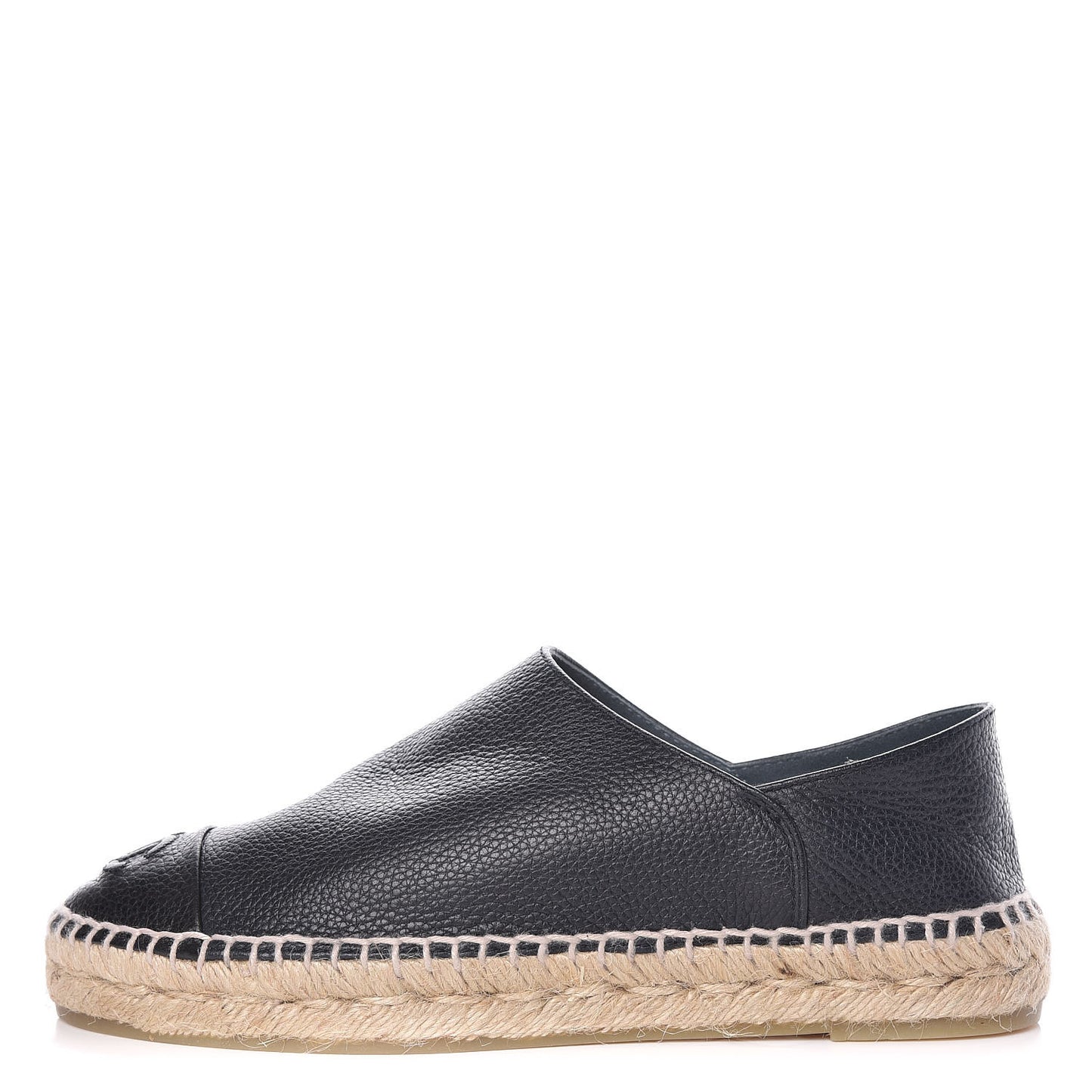 Grained Calfskin CC Espadrilles 37 Navy Black