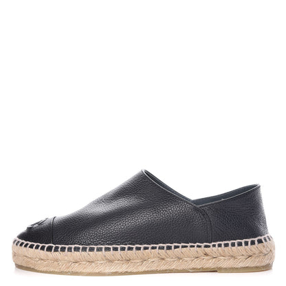 Chanel Grained Calfskin CC Espadrilles 37 Navy Black 1 of 10