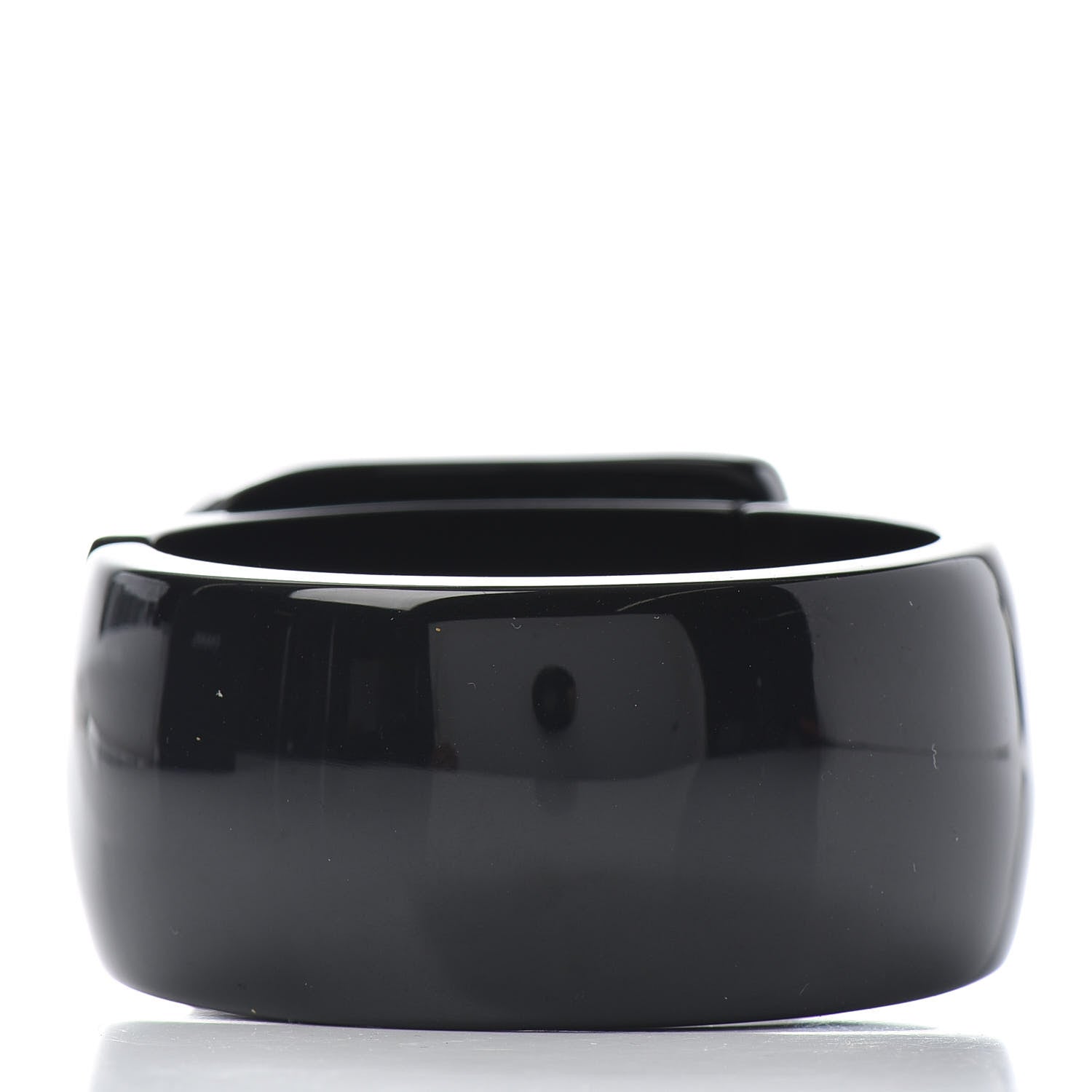 Chanel Resin Crystal CC Buckle Cuff Bracelet Black 3 of 5