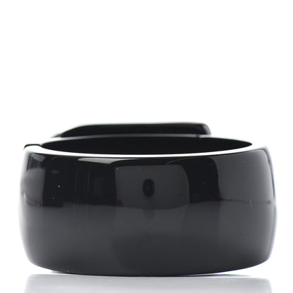 Chanel Resin Crystal CC Buckle Cuff Bracelet Black 3 of 5