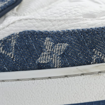 Louis Vuitton Calfskin Embossed Monogram Denim Mens LV Trainer Sneakers 7.5 Blue 13 of 13