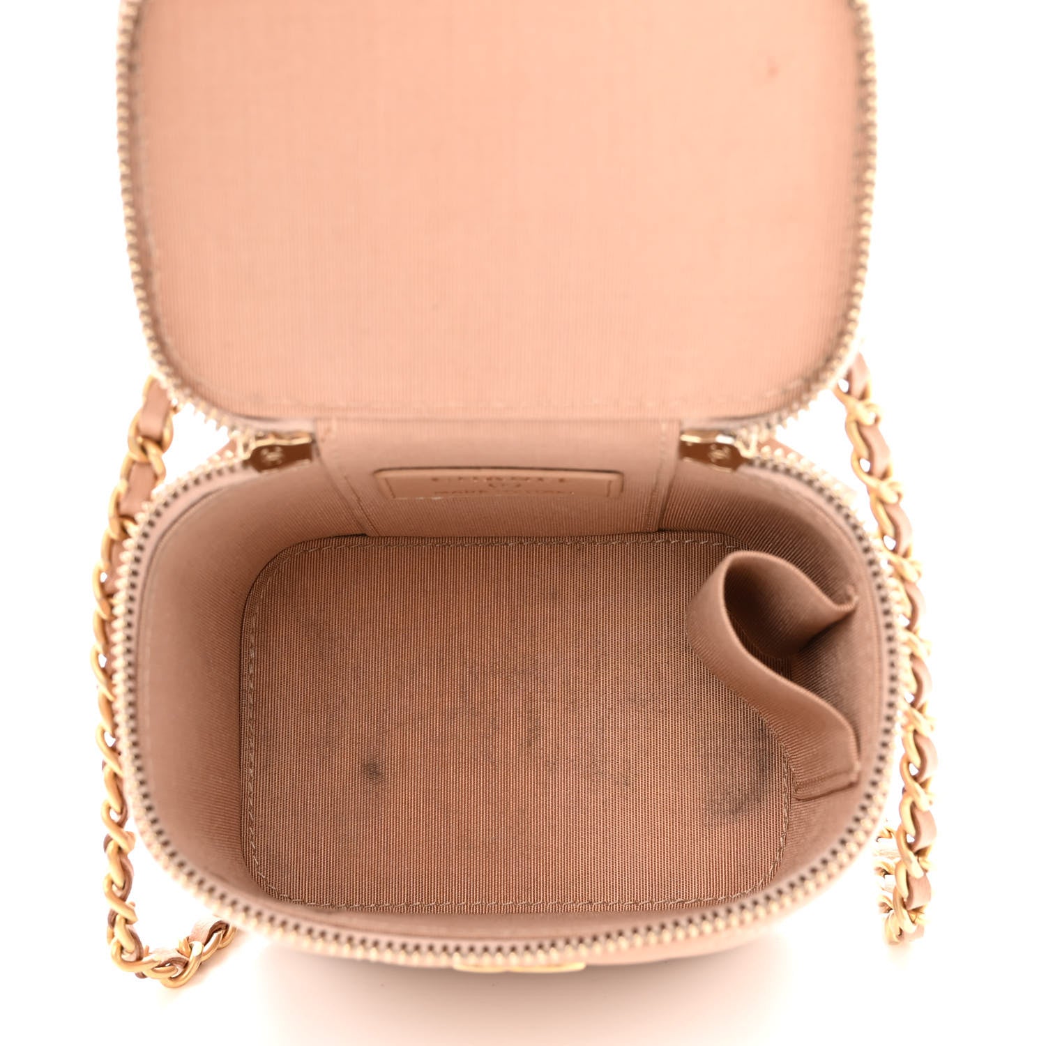Chanel Lambskin Quilted Top Handle Mini Vanity Case With Chain Beige 5 of 12