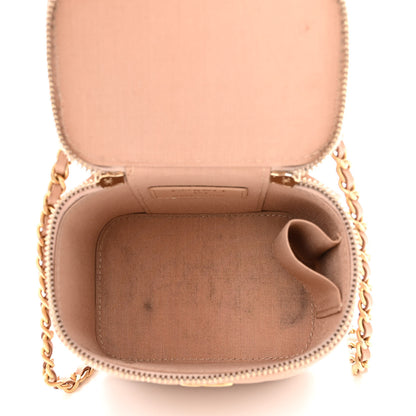 Chanel Lambskin Quilted Top Handle Mini Vanity Case With Chain Beige 5 of 12