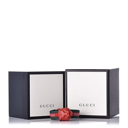 Gucci Stainless Steel Nylon 32mm Le Marche Des Merveilles Tiger Quartz Watch Red 8 of 8
