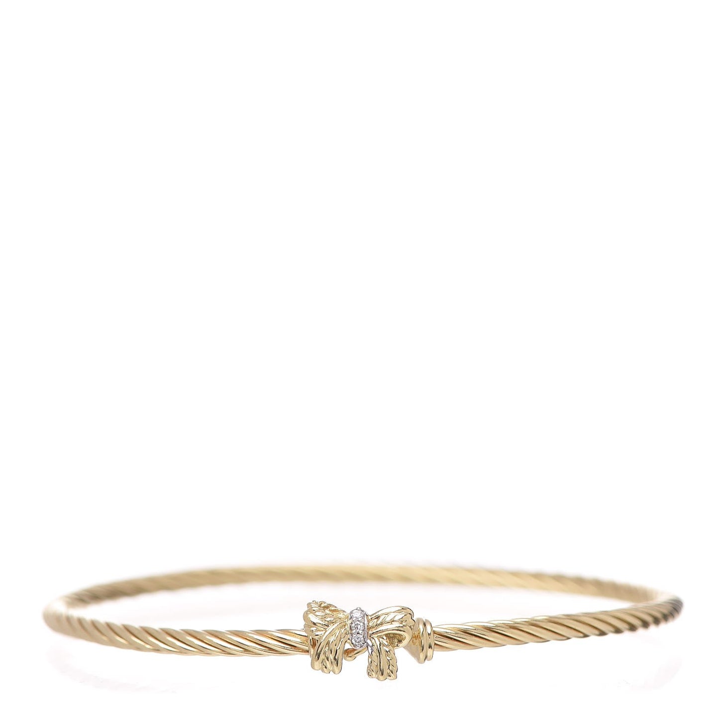 18K Yellow Gold Diamond Bow Cable Collectibles Bracelet