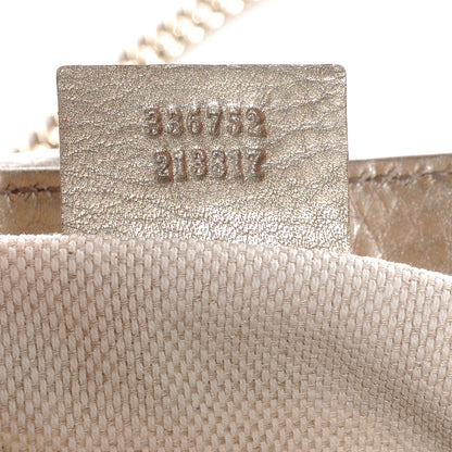 Gucci Metallic Pebbled Calfskin Medium Soho Flap Crossbody Golden Beige 7 of 8
