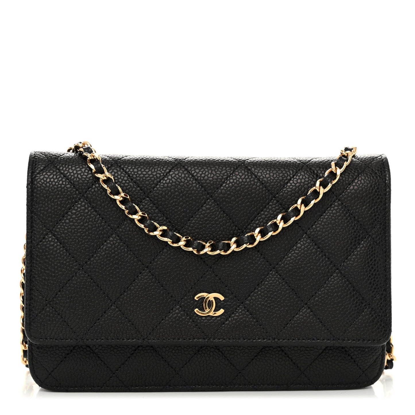 Caviar Quilted Wallet on Chain WOC Black