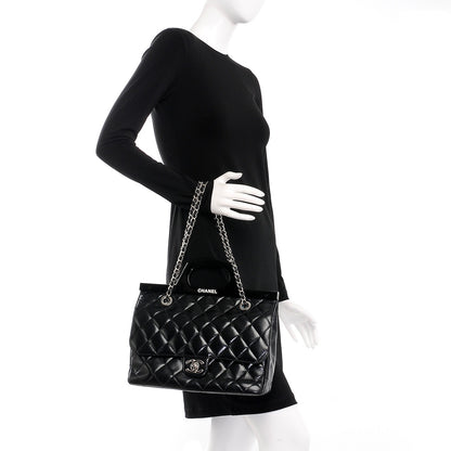 Chanel Glazed Calfskin Quilted Small CC Delivery Tote Black 2 of 12