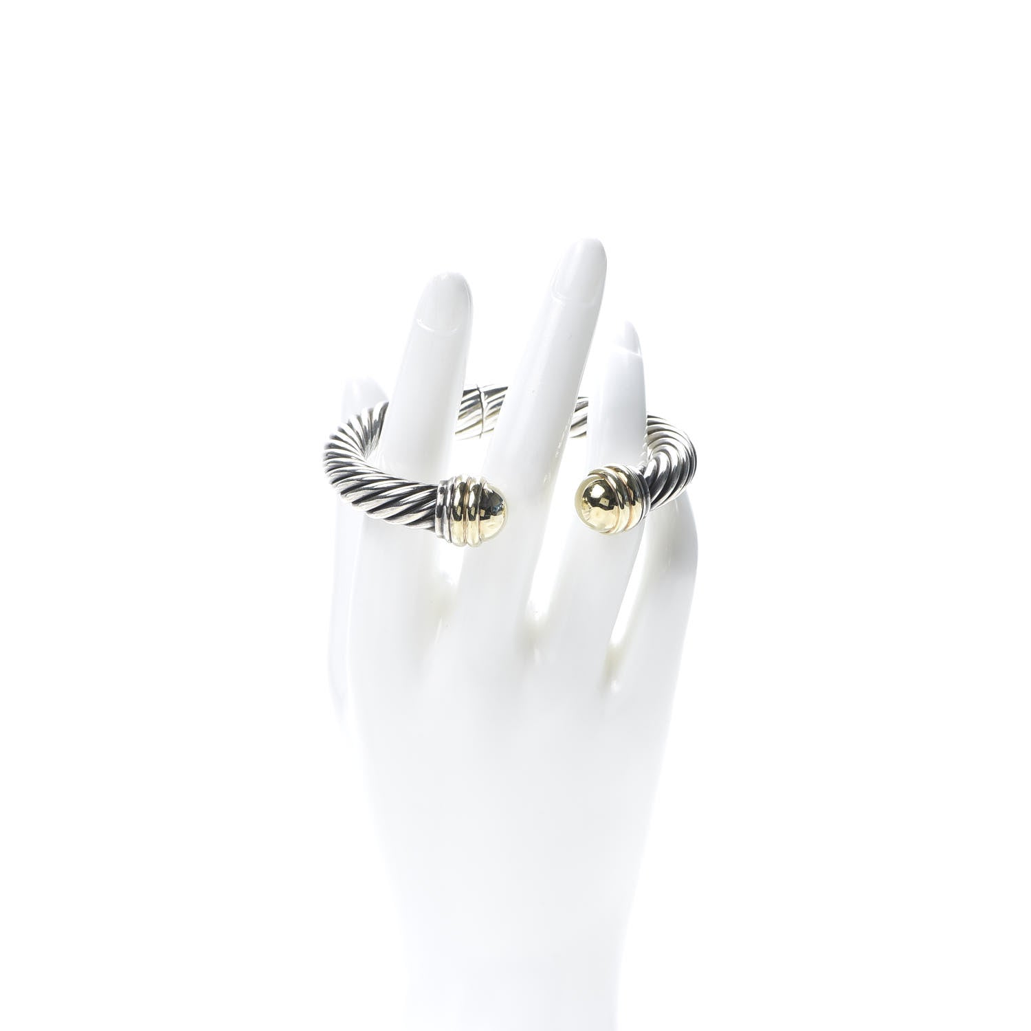 David Yurman Sterling Silver 14K Yellow Gold 10mm Cable Classics Bracelet 2 of 5