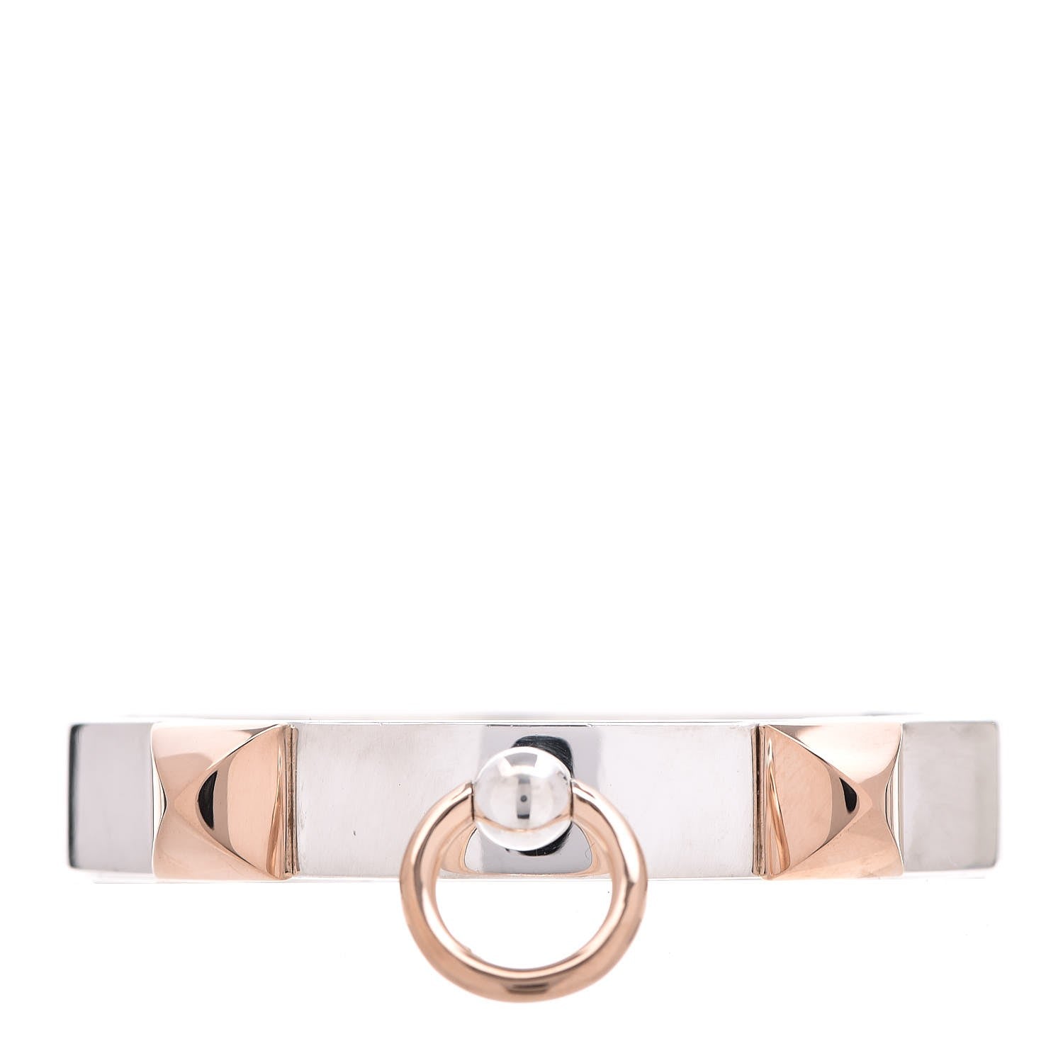Hermes Sterling Silver 18K Rose Gold PM Collier De Chien Bracelet SH 1 of 6