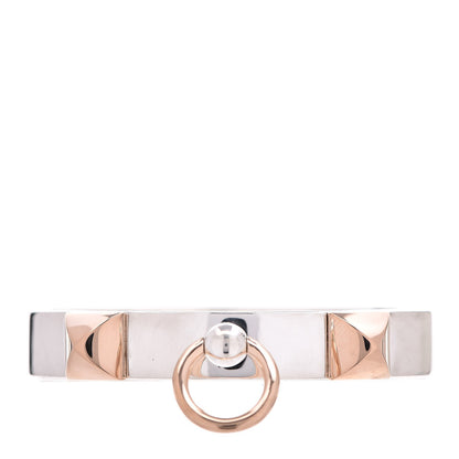 Hermes Sterling Silver 18K Rose Gold PM Collier De Chien Bracelet SH 1 of 6