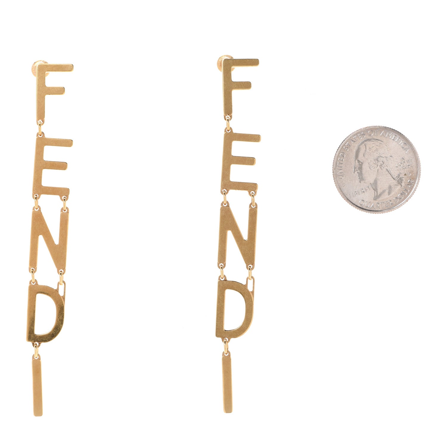 Fendi Metal Signature Earrings Gold 2 of 6