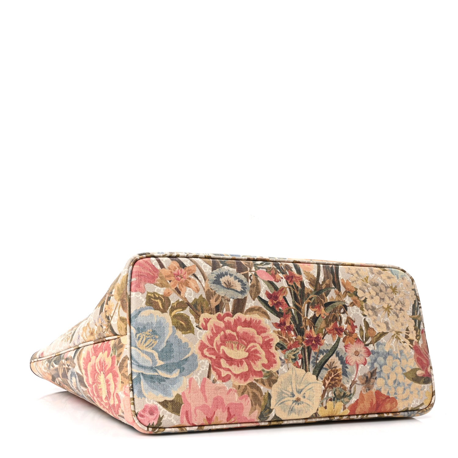 Gucci GG Supreme Monogram Water Flora Web Large Ophidia Tote Beige White Multicolor 4 of 10