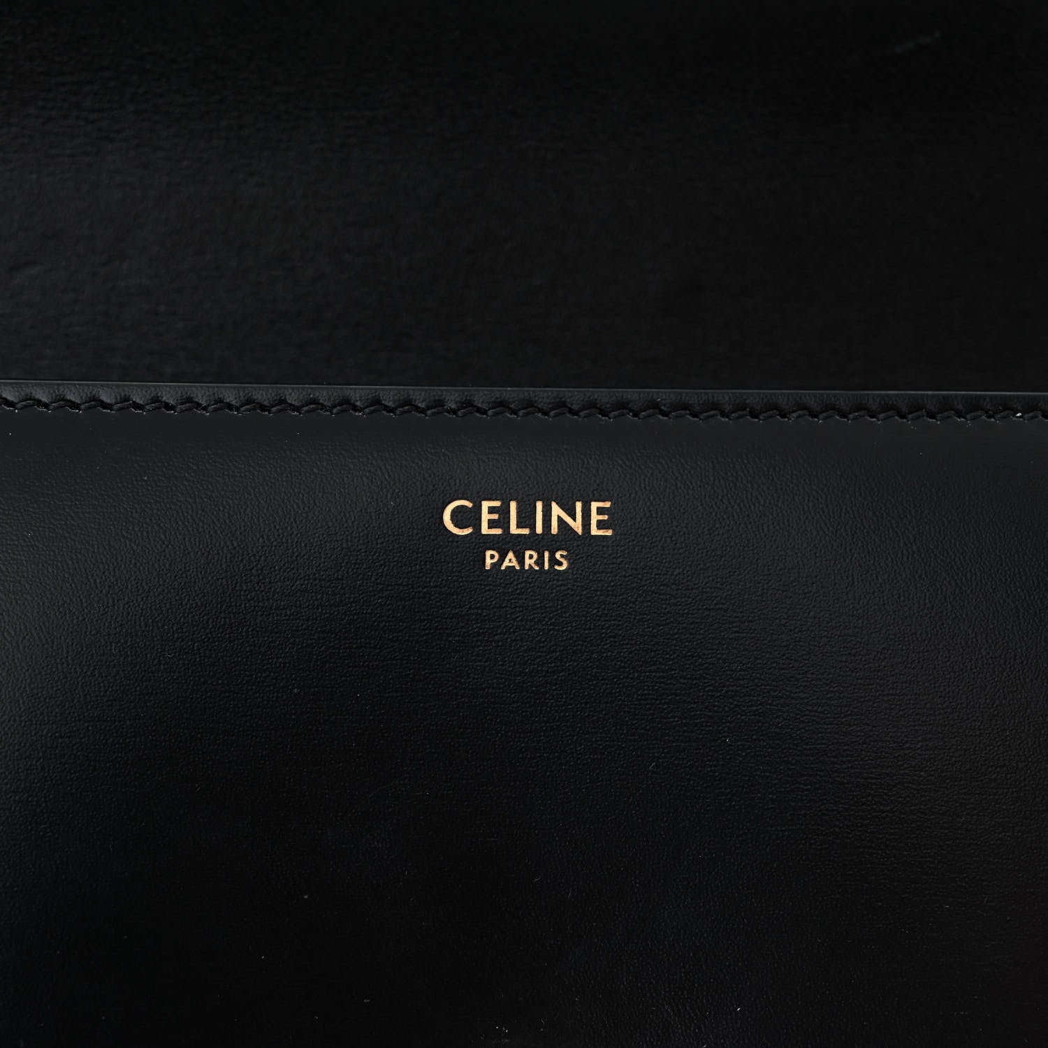 Celine Shiny Calfskin Cuir Triomphe Chain Shoulder Bag Black 6 of 10