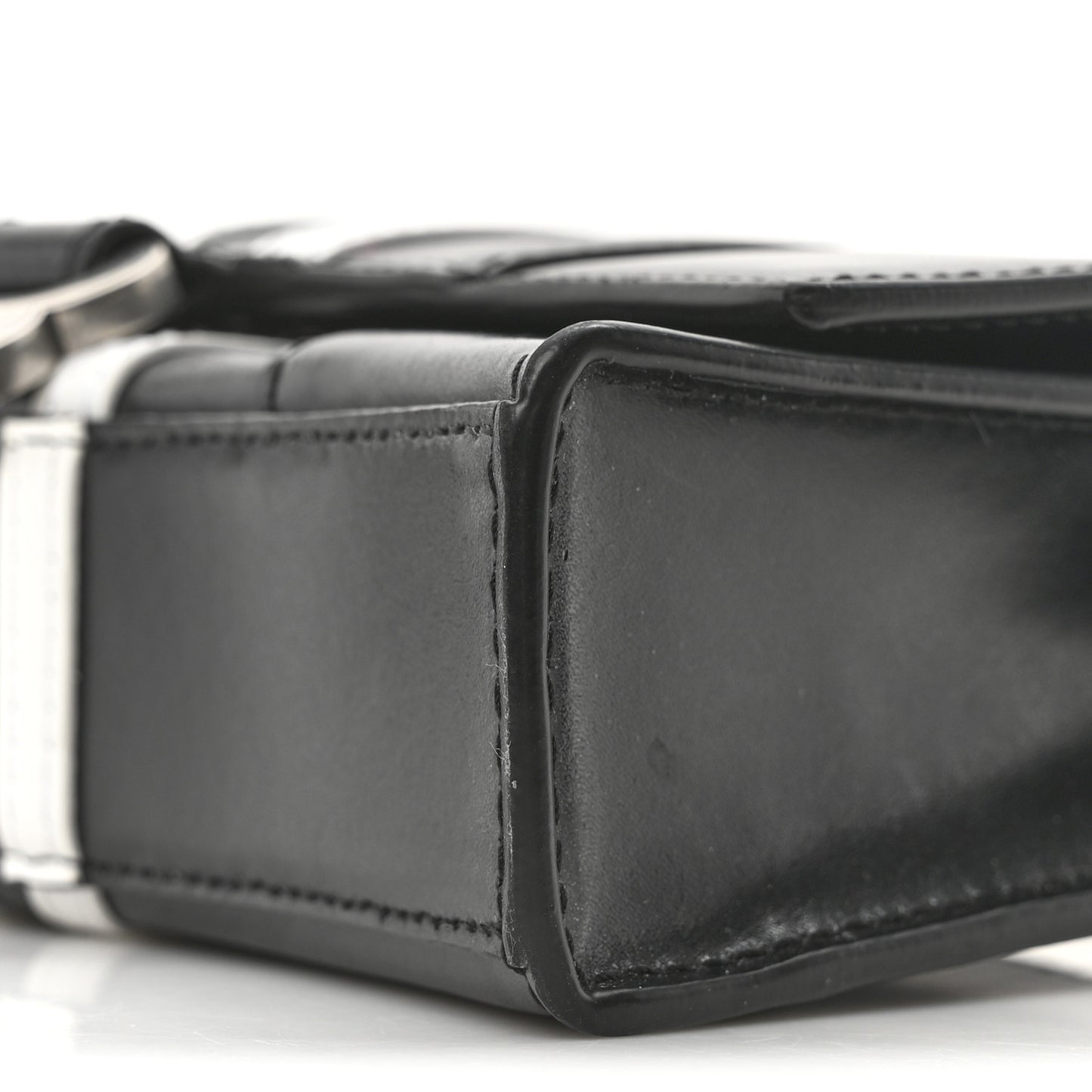 X ADIDAS Box Calfskin Hourglass Chain Bag Black