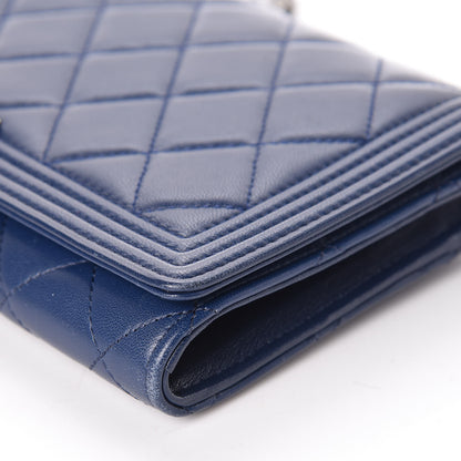 Chanel Lambskin Quilted Boy Wallet On Removable Chain WOC Navy Blue 13 of 13