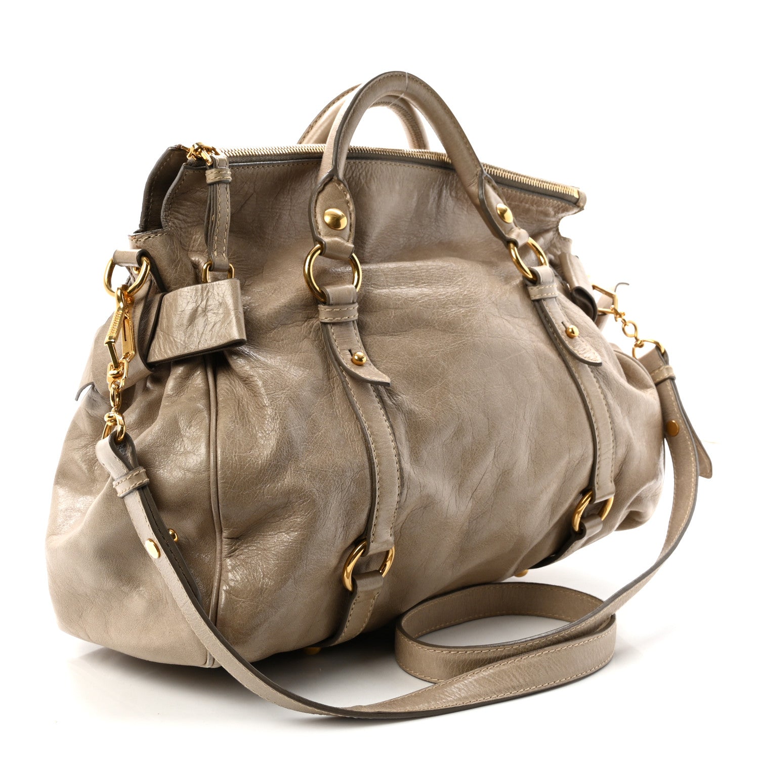 Miu Miu Vitello Lux Medium Bow Bag Grey 3 of 9