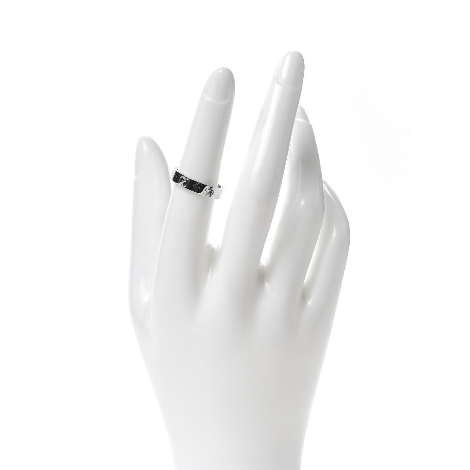 Gucci 18K White Gold 4mm Icon Thin Band Ring 53 6.25 2 of 7