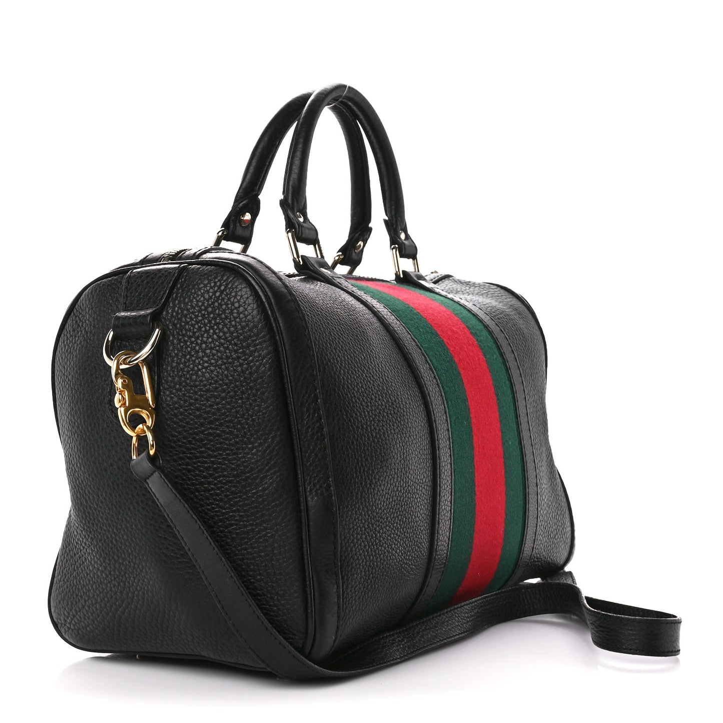 Calfskin Vintage Web Medium Boston Black