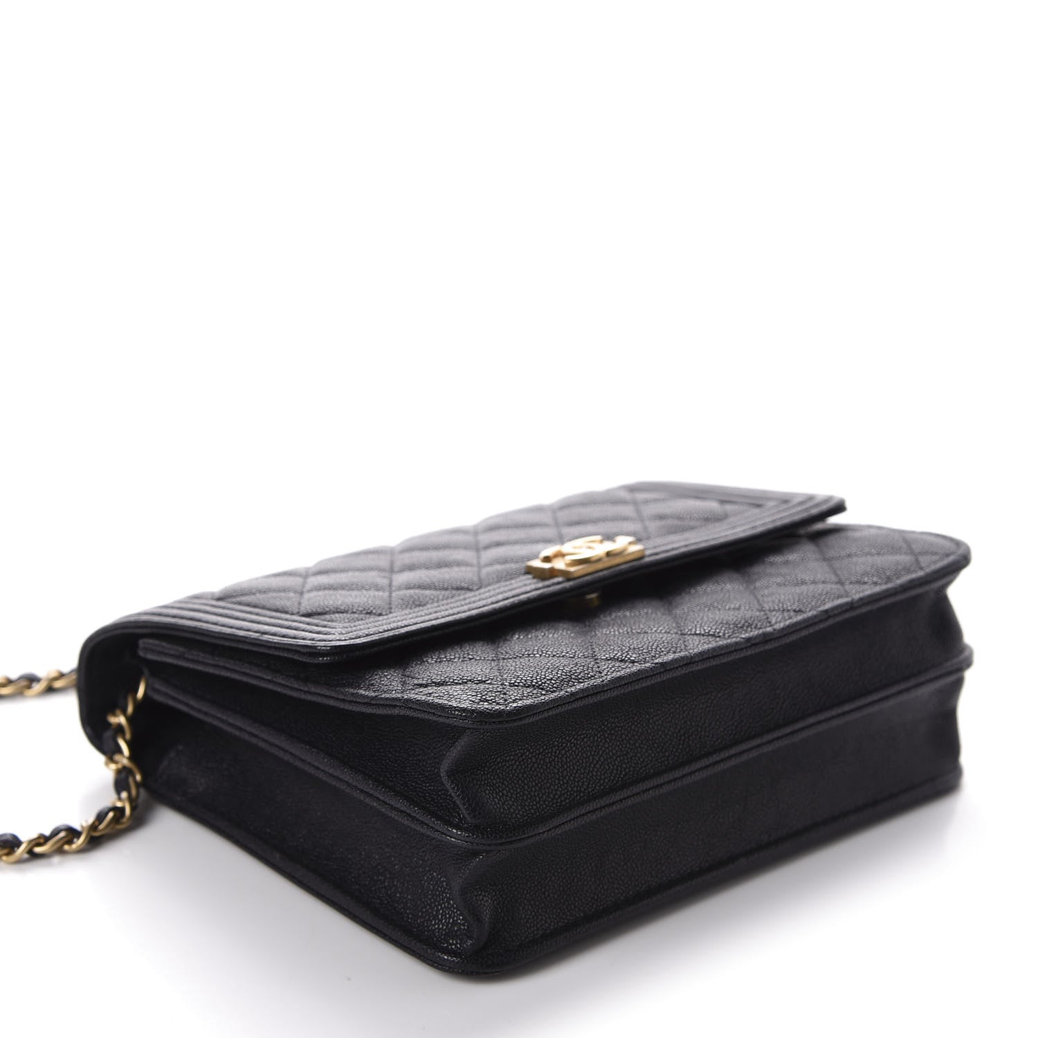 Chanel Caviar Quilted Boy Square Wallet On Chain WOC Navy 4 of 11