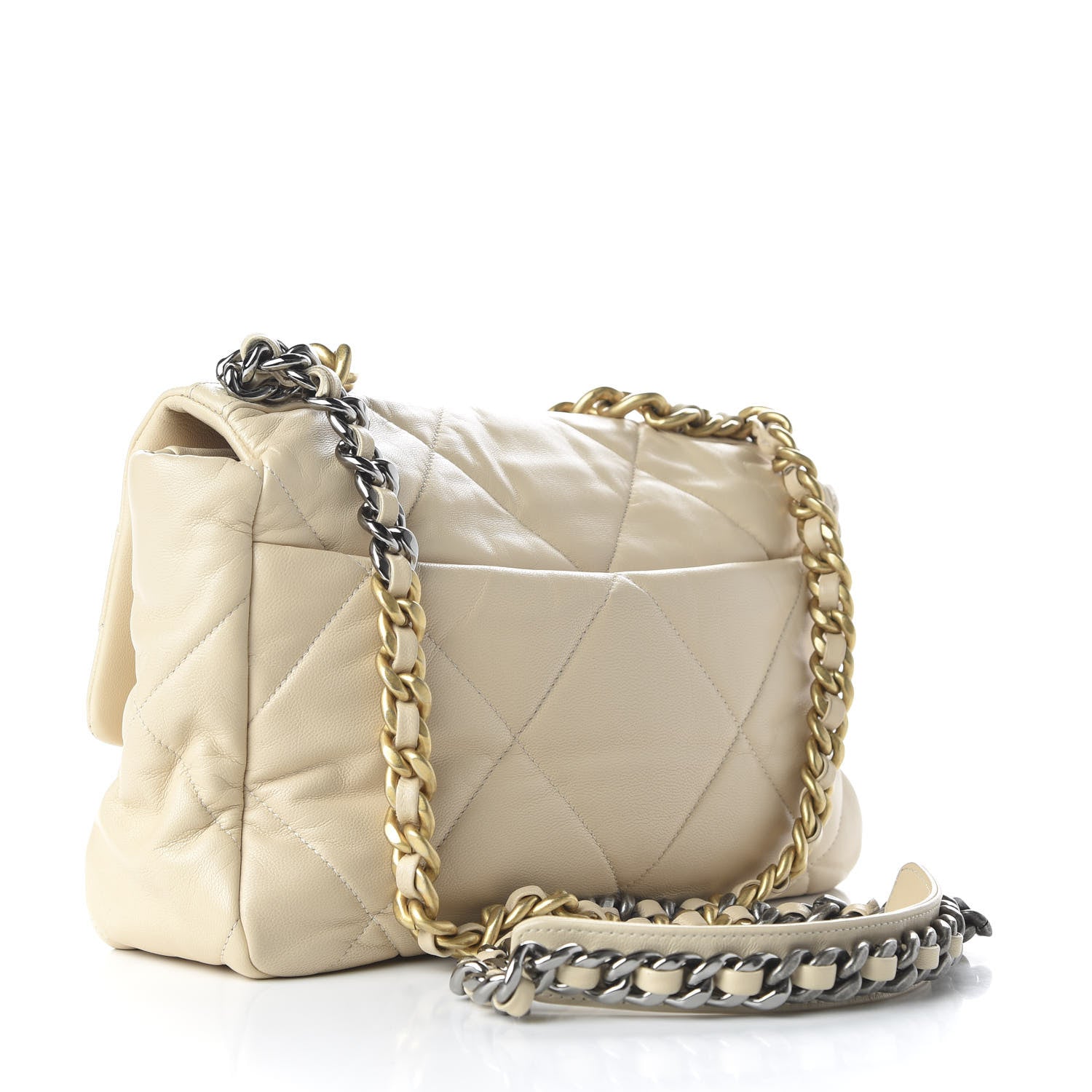 Chanel Goatskin Quilted Large 19 Flap Beige 3 of 9