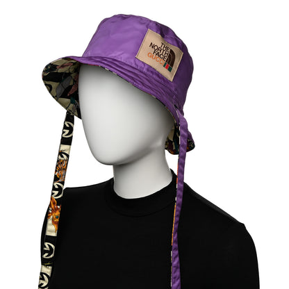 Gucci X THE NORTH FACE Econyl Nylon Floral Reversible Self-Tie Bucket Hat Purple 2 of 8