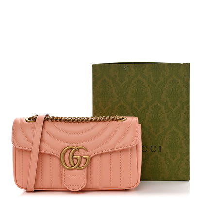 Gucci Calfskin Vertical Ring Matelasse Small GG Marmont Shoulder Bag Peachy Chic 11 of 11