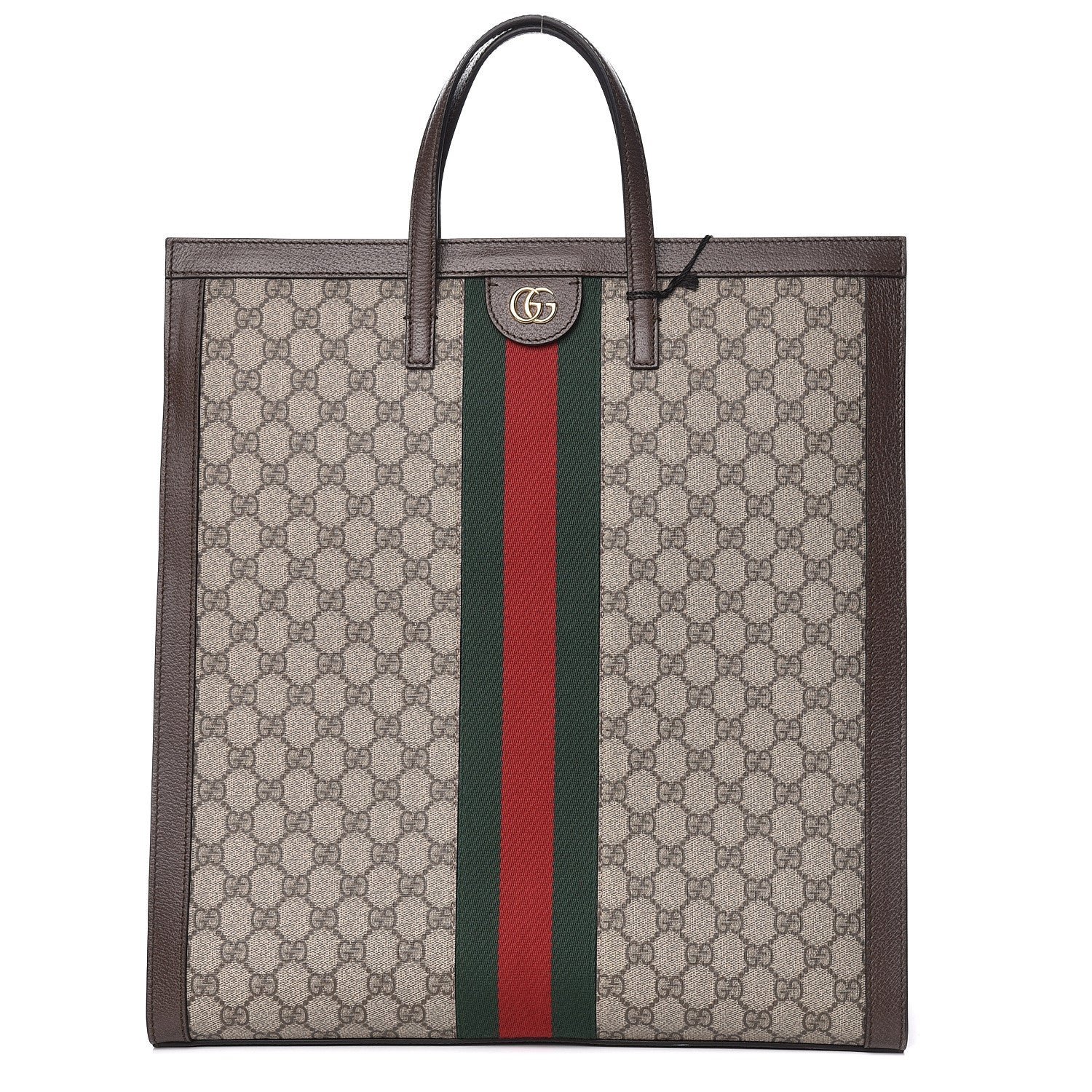Gucci GG Supreme Monogram Web Ophidia Vertical Tote Brown 1 of 10