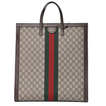 Gucci GG Supreme Monogram Web Ophidia Vertical Tote Brown 1 of 10