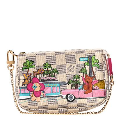 Louis Vuitton Damier Azur 2021 Christmas Animation Hollywood Mini Pochette Accessories Fuchsia 1 of 10